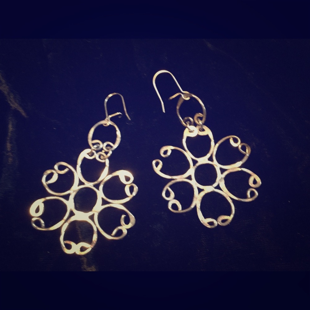 NWOT Steel Filigree Earrings 2 1/4” diameter